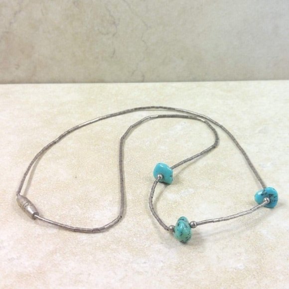 Silver Green Blue Jewelry Necklace Earrings Set Women Trinket Jewelry Gift VTG - Picture 7 of 11